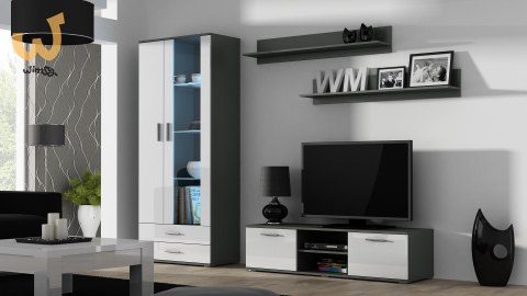 Szafka RTV SOHO 140 szary/ biały połysk Szafka RTV SOHO 140 szary/ biały połysk