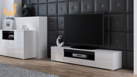 Szafka RTV VIVA 180 biały/ biały połysk+ czarny