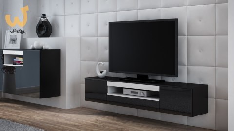 Szafka RTV VIVA 180 czarny/ czarny połysk+ biały Szafka RTV VIVA 180 czarny/ czarny połysk+ biały