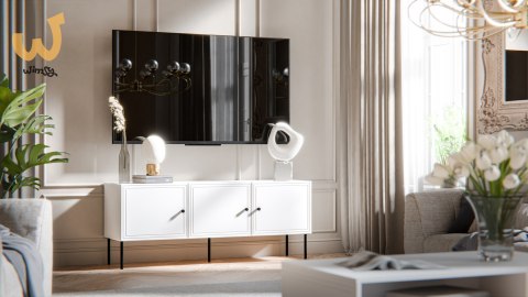 Szafka RTV 3D PALAZZO BIS 151x40x60 biały mat Szafka RTV 3D PALAZZO BIS 151x40x60 biały mat