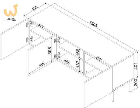 Szafka RTV 3D PALAZZO BIS 151x40x60 biały mat Szafka RTV 3D PALAZZO BIS 151x40x60 biały mat
