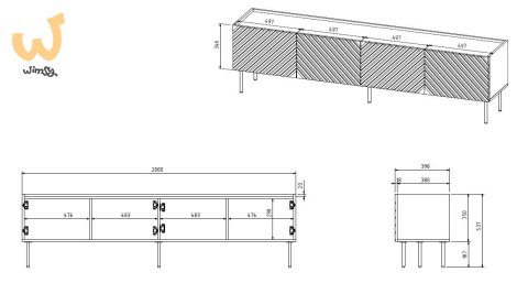 Szafka RTV 4D ONDA 200x40x35-54 czarny (stojąca lub wisząca) Szafka RTV 4D ONDA 200x40x35-54 czarny (stojąca lub wisząca)