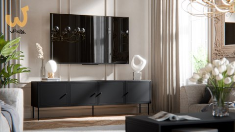 Szafka RTV 4D PALAZZO BIS 201x40x60 czarny mat Szafka RTV 4D PALAZZO BIS 201x40x60 czarny mat