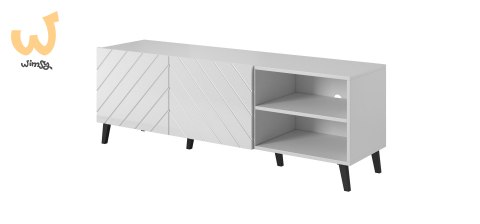 Szafka RTV ABETO 150x42x52 biały/biały połysk Szafka RTV ABETO 150x42x52 biały/biały połysk