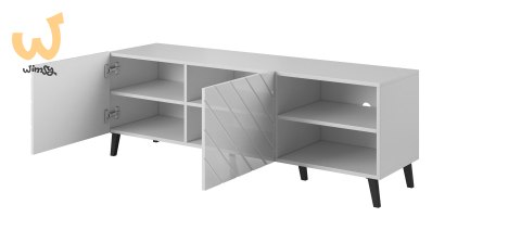 Szafka RTV ABETO 150x42x52 biały/biały połysk Szafka RTV ABETO 150x42x52 biały/biały połysk