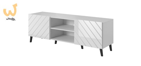 Szafka RTV ABETO 150x42x52 biały/biały połysk Szafka RTV ABETO 150x42x52 biały/biały połysk