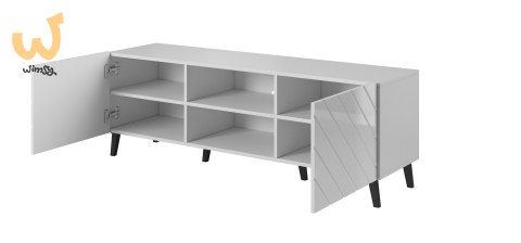 Szafka RTV ABETO 150x42x52 biały/biały połysk Szafka RTV ABETO 150x42x52 biały/biały połysk