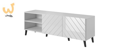 Szafka RTV ABETO 150x42x52 biały/biały połysk Szafka RTV ABETO 150x42x52 biały/biały połysk
