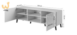 Szafka RTV ABETO 150x42x52 czarny/czarny połysk