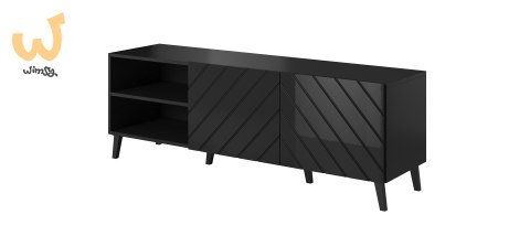 Szafka RTV ABETO 150x42x52 czarny/czarny połysk Szafka RTV ABETO 150x42x52 czarny/czarny połysk