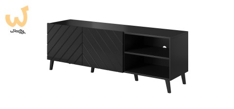 Szafka RTV ABETO 150x42x52 czarny/czarny połysk Szafka RTV ABETO 150x42x52 czarny/czarny połysk