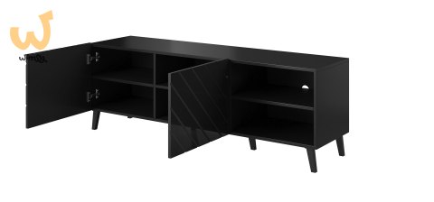 Szafka RTV ABETO 150x42x52 czarny/czarny połysk Szafka RTV ABETO 150x42x52 czarny/czarny połysk