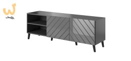 Szafka RTV ABETO 150x42x52 grafit/grafit połysk