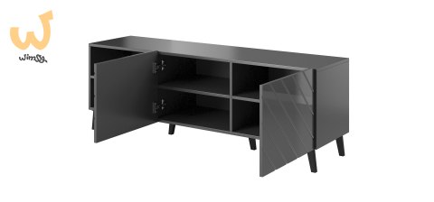 Szafka RTV ABETO 150x42x52 grafit/grafit połysk Szafka RTV ABETO 150x42x52 grafit/grafit połysk