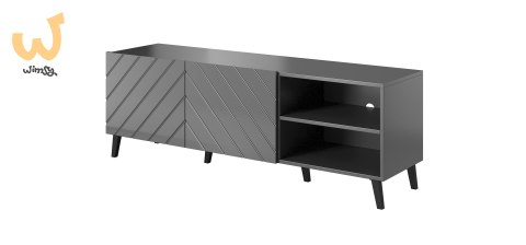 Szafka RTV ABETO 150x42x52 grafit/grafit połysk Szafka RTV ABETO 150x42x52 grafit/grafit połysk