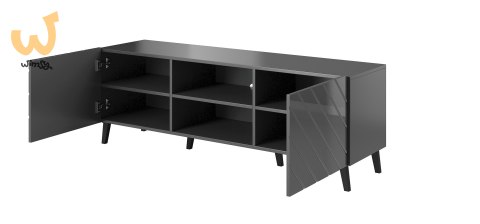 Szafka RTV ABETO 150x42x52 grafit/grafit połysk Szafka RTV ABETO 150x42x52 grafit/grafit połysk