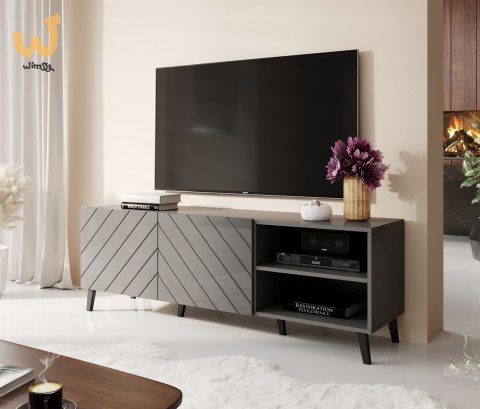 Szafka RTV ABETO 150x42x52 grafit/grafit połysk Szafka RTV ABETO 150x42x52 grafit/grafit połysk