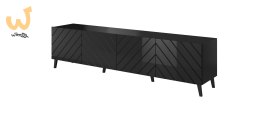 Szafka RTV ABETO 200x42x52 czarny/czarny połysk