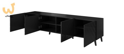 Szafka RTV ABETO 200x42x52 czarny/czarny połysk Szafka RTV ABETO 200x42x52 czarny/czarny połysk