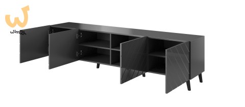 Szafka RTV ABETO 200x42x52 grafit/grafit połysk Szafka RTV ABETO 200x42x52 grafit/grafit połysk