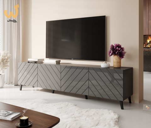 Szafka RTV ABETO 200x42x52 grafit/grafit połysk Szafka RTV ABETO 200x42x52 grafit/grafit połysk