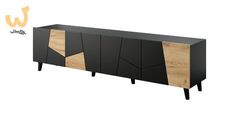 Szafka RTV ETNA 200x42x52 czarny mat + dąb craft Szafka RTV ETNA 200x42x52 czarny mat + dąb craft