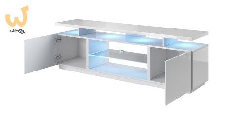 Szafka RTV EVA 180x40x52 biały/biały połysk Szafka RTV EVA 180x40x52 biały/biały połysk