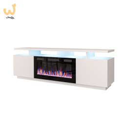 Szafka RTV EVA z kominkiem elektrycznym 180x40x52 biały/biały połysk