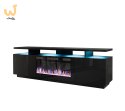 Szafka RTV EVA z kominkiem elektrycznym 180x40x52 czarny/czarny połysk