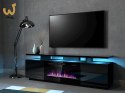 Szafka RTV EVA z kominkiem elektrycznym 180x40x52 czarny/czarny połysk