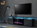 Szafka RTV EVA z kominkiem elektrycznym 180x40x52 grafit/grafit połysk
