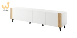Szafka RTV FARO 200x42x52 biały mat + dąb craft
