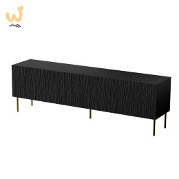 Szafka RTV JUNGLE 190x40,5x59,5 czarny mat + złote nóżki