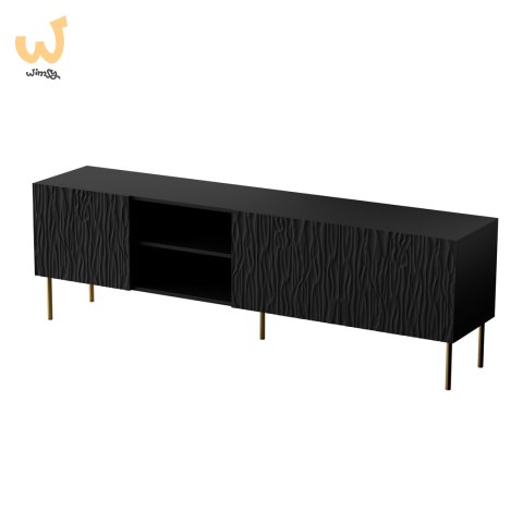 Szafka RTV JUNGLE 190x40,5x59,5 czarny mat + złote nóżki Szafka RTV JUNGLE 190x40,5x59,5 czarny mat + złote nóżki