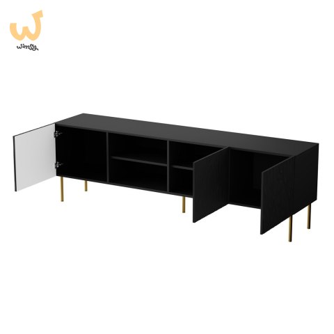 Szafka RTV JUNGLE 190x40,5x59,5 czarny mat + złote nóżki Szafka RTV JUNGLE 190x40,5x59,5 czarny mat + złote nóżki