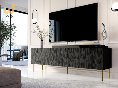 Szafka RTV JUNGLE 190x40,5x59,5 czarny mat + złote nóżki Szafka RTV JUNGLE 190x40,5x59,5 czarny mat + złote nóżki