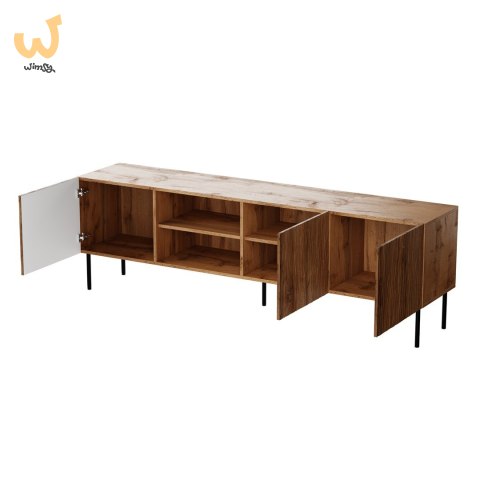 Szafka RTV JUNGLE 190x40,5x59,5 dąb wotan + czarne nóżki Szafka RTV JUNGLE 190x40,5x59,5 dąb wotan + czarne nóżki