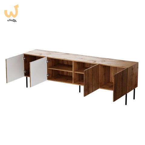 Szafka RTV JUNGLE 190x40,5x59,5 dąb wotan + czarne nóżki Szafka RTV JUNGLE 190x40,5x59,5 dąb wotan + czarne nóżki