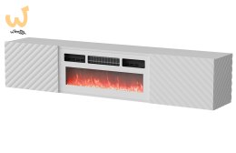Szafka RTV LARA 183x35x37 biały mat + biały kominek