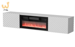 Szafka RTV LARA 183x35x37 biały mat + czarny kominek