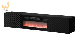Szafka RTV LARA 183x35x37 czarny mat + czarny kominek