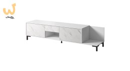 Szafka RTV MARMO 2D1S1K 195x40xH47,5 biały mat/marmur biały