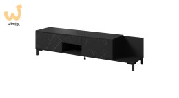 Szafka RTV MARMO 2D1S1K 195x40xH47,5 czarny mat/marmur czarny