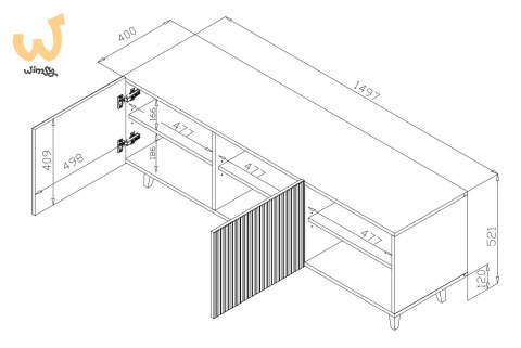 Szafka RTV PAFOS 150x40x52 czarny mat Szafka RTV PAFOS 150x40x52 czarny mat