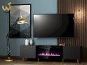 Szafka RTV PAFOS EF z kominkiem elektrycznym 180x42x49 czarny mat