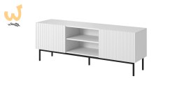 Szafka RTV PAFOS na czarnym stelażu ze stali 150x40x60 biały mat