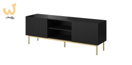 Szafka RTV PAFOS na złotym stelażu ze stali 150x40x60 czarny mat
