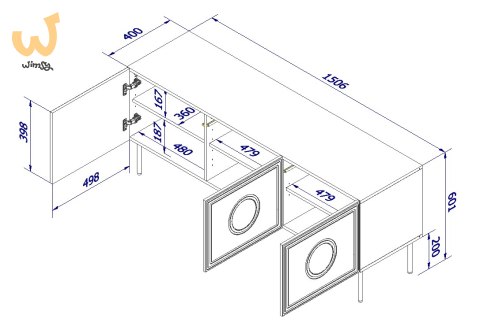 Szafka RTV PALAZZO 150x42x60 czarny + dąb craft Szafka RTV PALAZZO 150x42x60 czarny + dąb craft