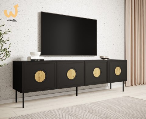Szafka RTV PALAZZO 200x42x60 czarny + dąb craft Szafka RTV PALAZZO 200x42x60 czarny + dąb craft