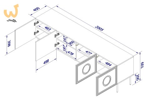 Szafka RTV PALAZZO 200x42x60 czarny + dąb craft Szafka RTV PALAZZO 200x42x60 czarny + dąb craft